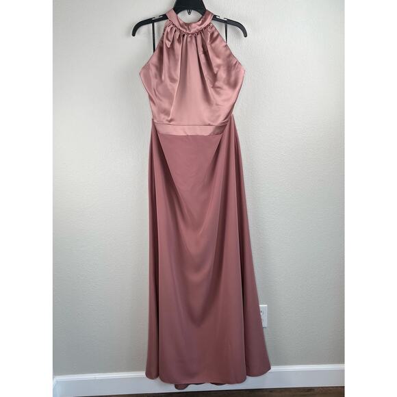 After Six Sienna Brown High Neck Halter Open-Back Evening Gown Plus 20 NWT - Picture 13 of 16